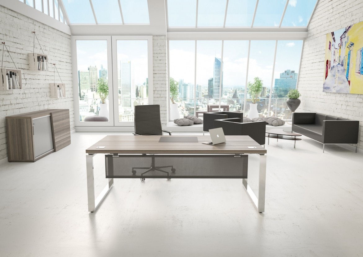 Prestige Desk with Chrome Loop Leg Office Furniture Requirements