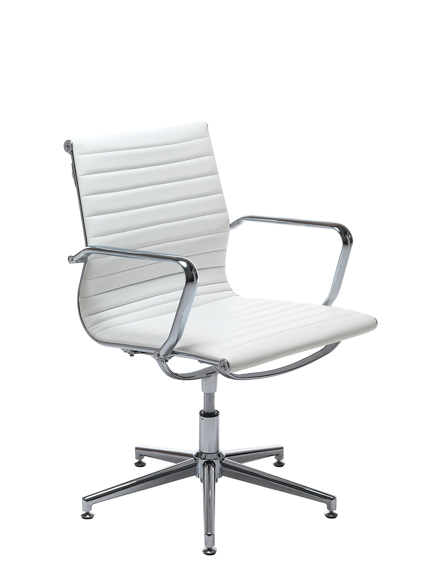 Aria Ribbed Medium Back Leather Swivel Meeting Chair – Office Furniture ...