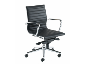 Aria Ribbed Medium Back Leather Armchair