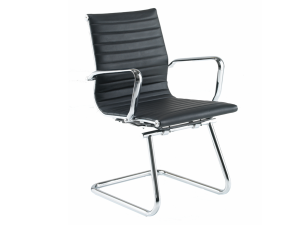 Aria Ribbed Leather Meeting Chair with Cantilever Frame