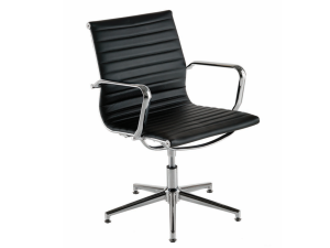 Aria Ribbed Medium Back Leather Swivel Meeting Chair