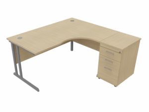 Optima Crescent Cantilever Desk with Drawers