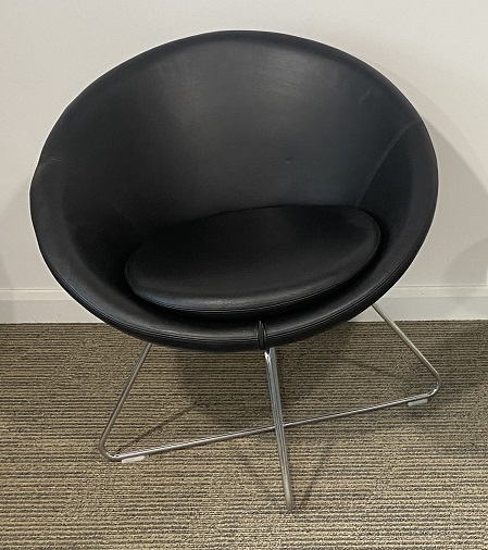 Allermuir Conic Tub Chair in Black Leather - Image 2