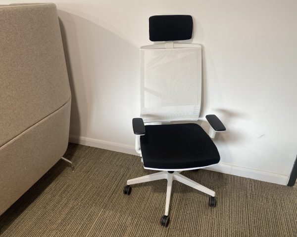 Stratus White Mesh Back Task Chair with Black Seat