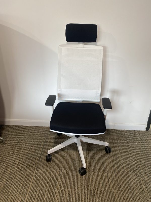 Stratus White Mesh Back Task Chair with Black Seat - Image 2