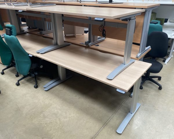 Used Electric Height Adjustable Desk with Oak Top