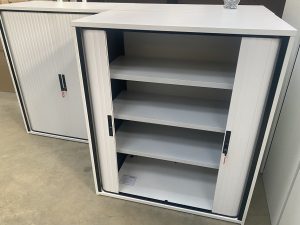Side Tambour Door Cupboard in White