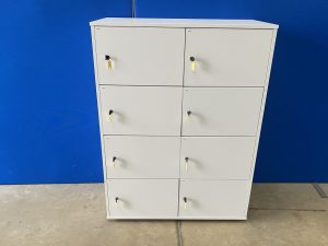 8 Door Locker in White Melamine - H1375mm