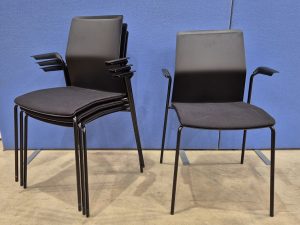 Kinnarps Armchairs with Black Fabric Seat & Arms - Set of 4