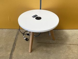 White Round Coffee Table with Power Module