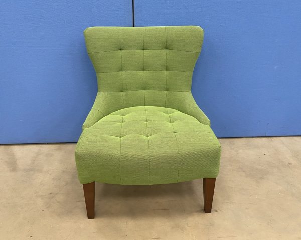 Lounge Chair in Green with Walnut Legs - Image 2