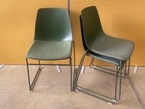 Boss Green Stacking Chair with Upholstered Seat