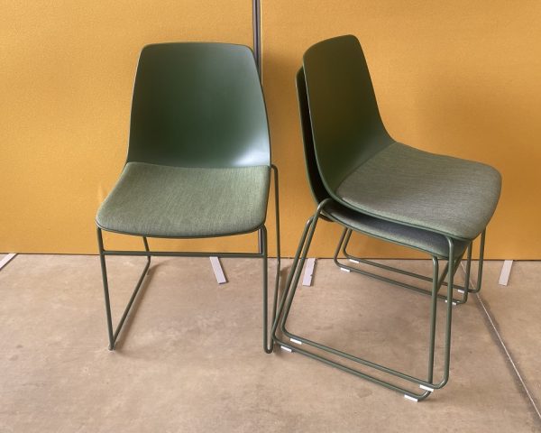 Boss Green Stacking Chair with Upholstered Seat