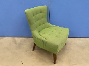 Lounge Chair in Green with Walnut Legs