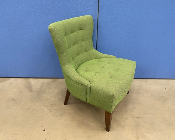 Lounge Chair in Green with Walnut Legs