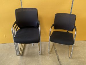 4 x Black Stackable Meeting Chairs with Mesh Back