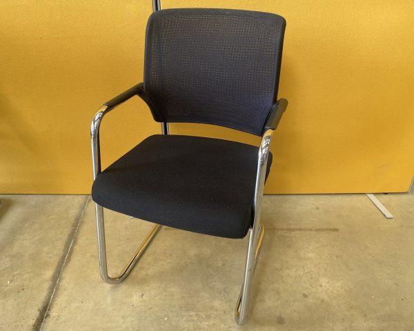 4 x Black Stackable Meeting Chairs with Mesh Back - Image 2