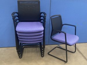 Set of 6 Cantilever Frame Stacking Chairs
