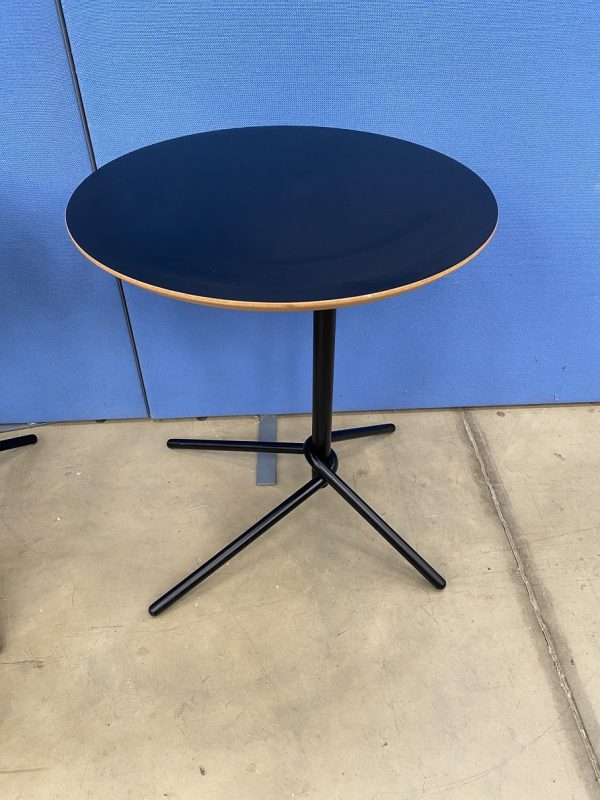 Round Side Table with Black Metal Column Base - Image 2