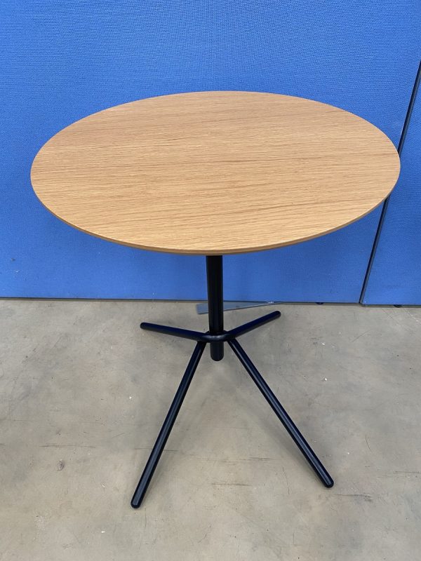 Round Side Table with Black Metal Column Base - Image 4