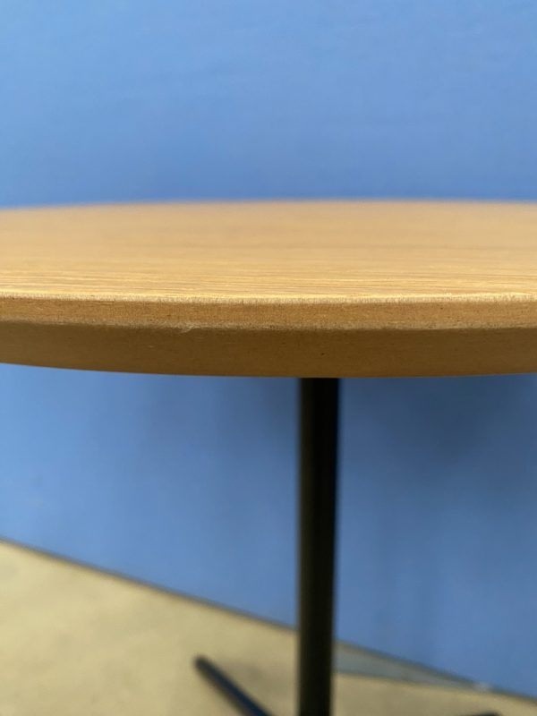 Round Side Table with Black Metal Column Base - Image 5