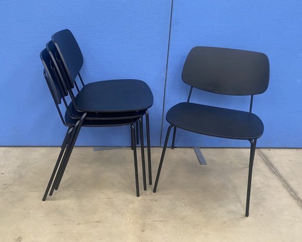 Wooden Stacking Chairs in Black -Set of 4