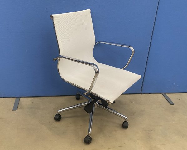 Mesh Office Chair in White & Chrome