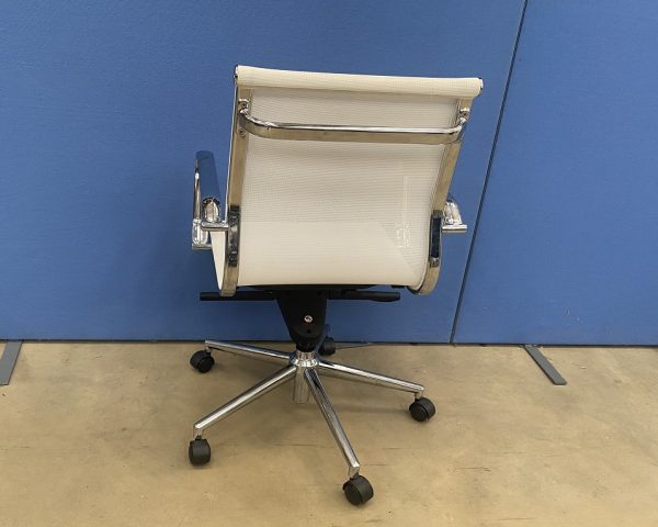 Mesh Office Chair in White & Chrome - Image 3