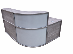 Reception Desk with Storage in Grey Wood - Ex Display