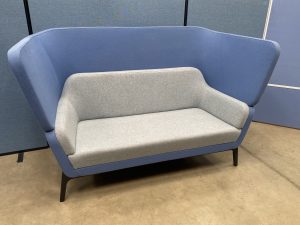 High Sided Sofa in Two Tone Blue Fabric