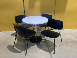 Round Canteen Table with 4 Wooden Chairs
