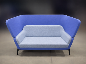 High Sided Sofa in Two Tone Blue Fabric