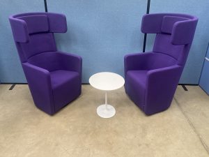 Bene Parcs Wingback Swivel Armchairs in Blue - Set of Two