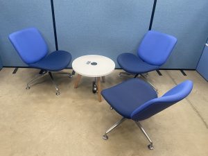 Orangebox Track-02 Lounge Chair | Blue Vinyl | Used