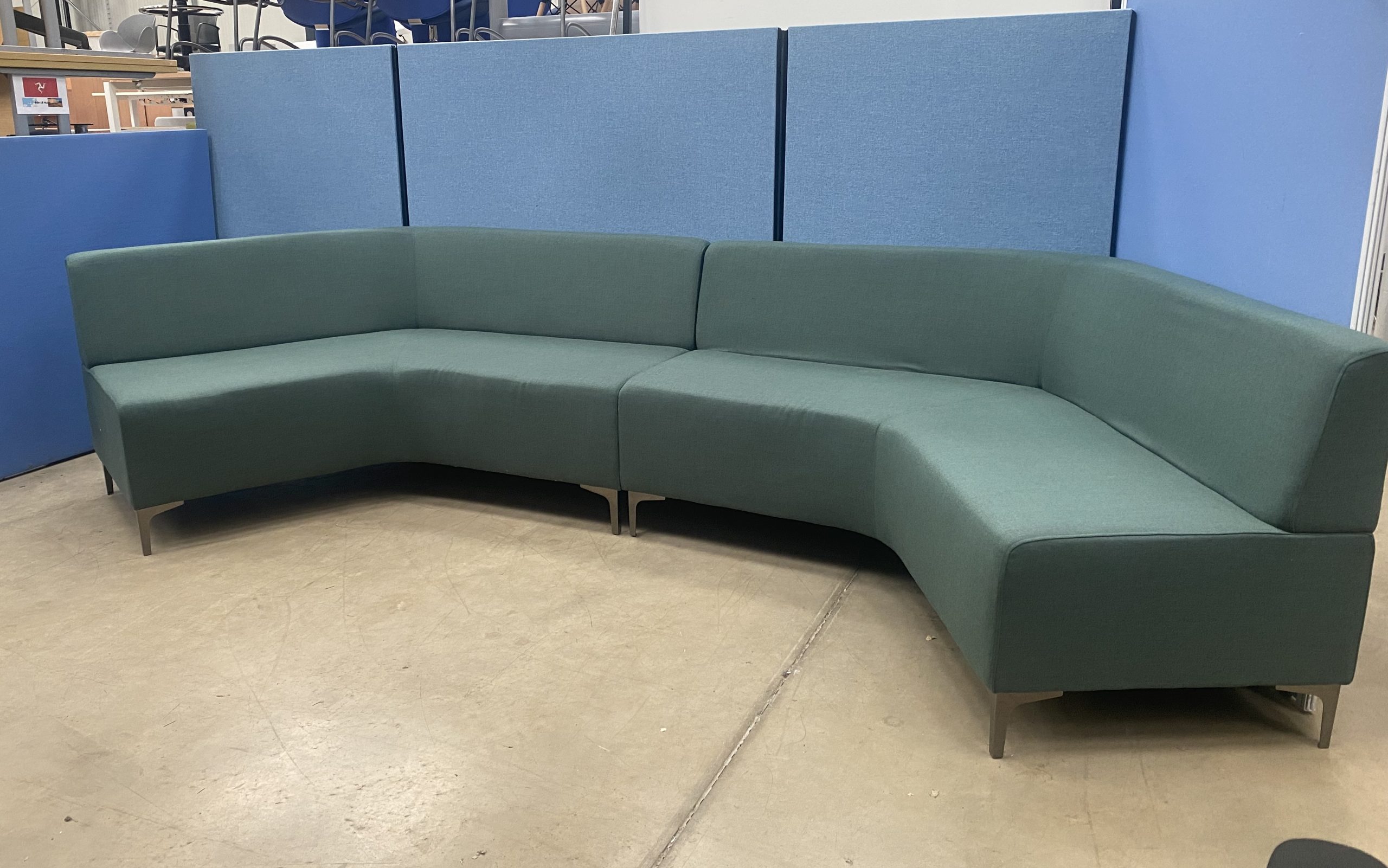 45 Degree Angled Sofas | Green Fabric | Used - Image 2