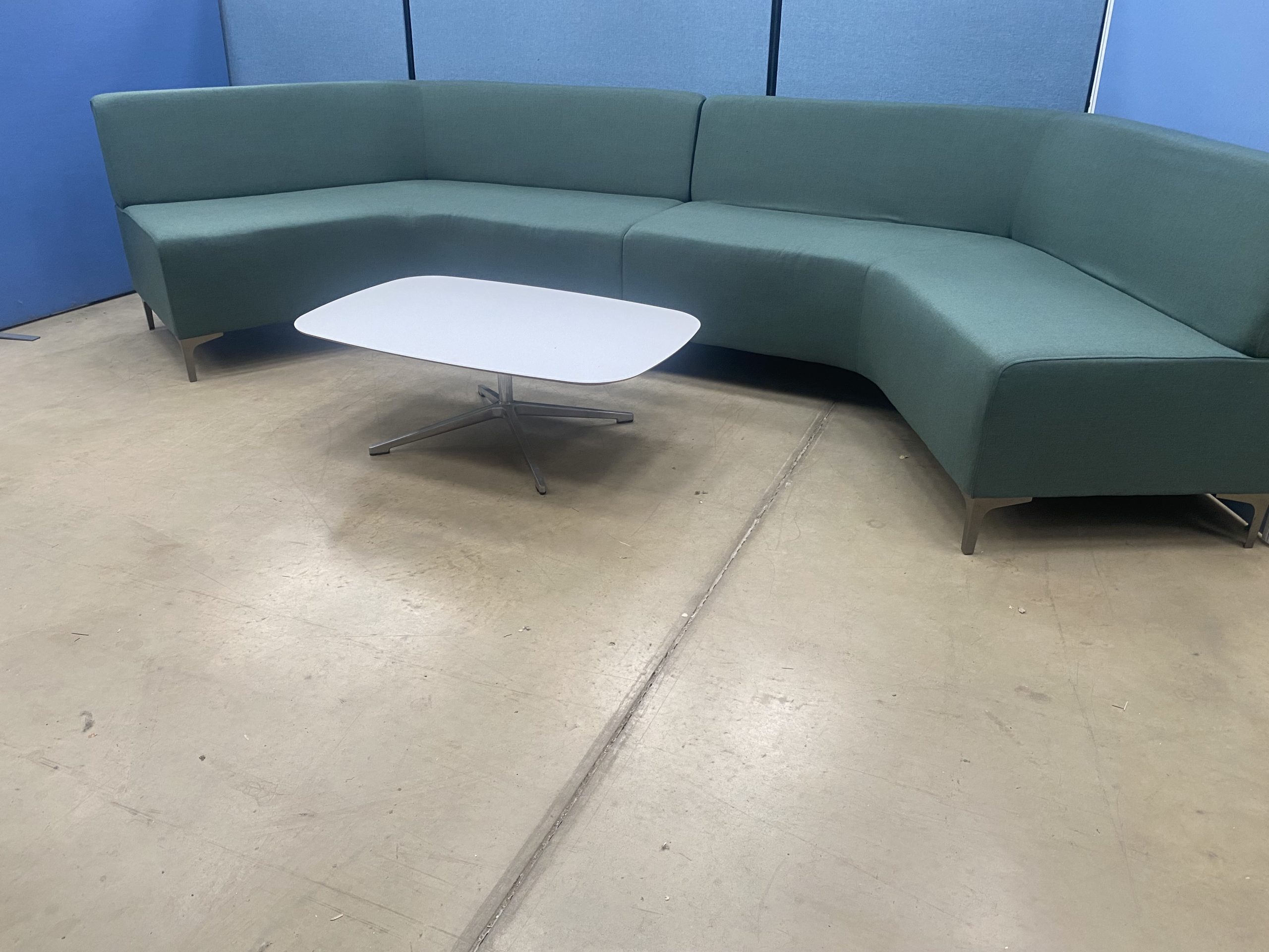 45 Degree Angled Sofas | Green Fabric | Used - Image 4