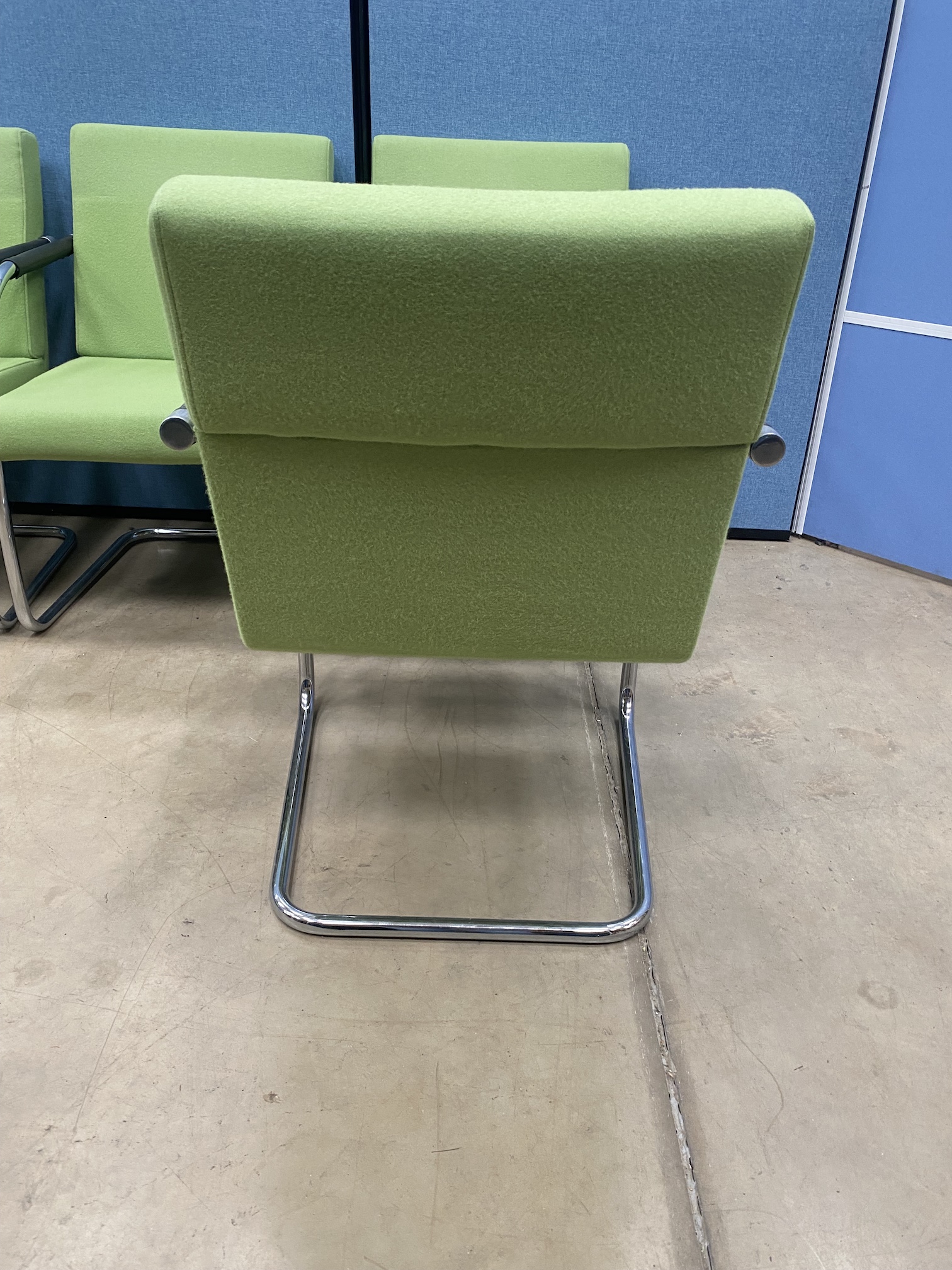 Set of 6 Meeting Chairs in a Green Fabric - Used - Image 2